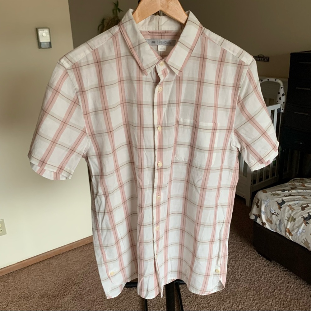 Outerknown Plaid Short Sleeve Button Down Shirt Men’s Large